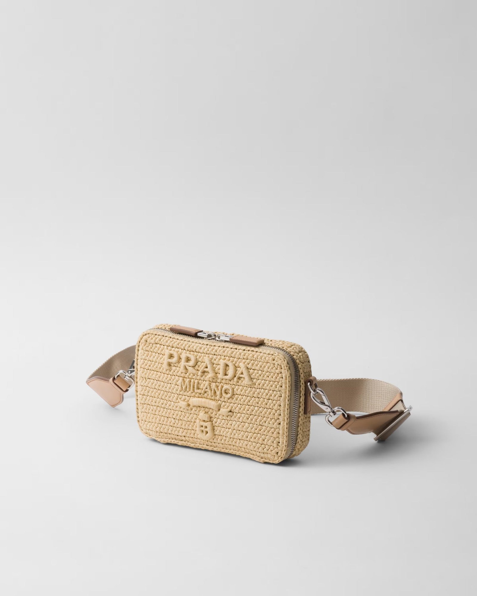 Crochet Prada Brique bag - Natural