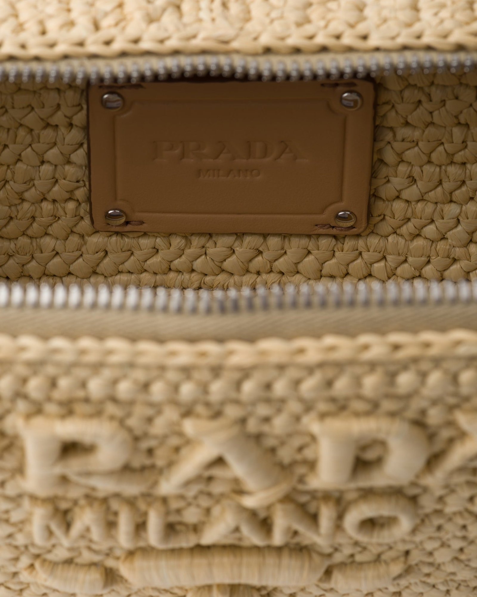 Crochet Prada Brique bag - Natural